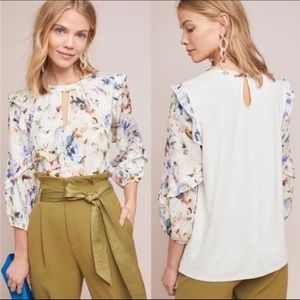 🎉HP! Anthro Printed Ruffle Top NWT 🎉